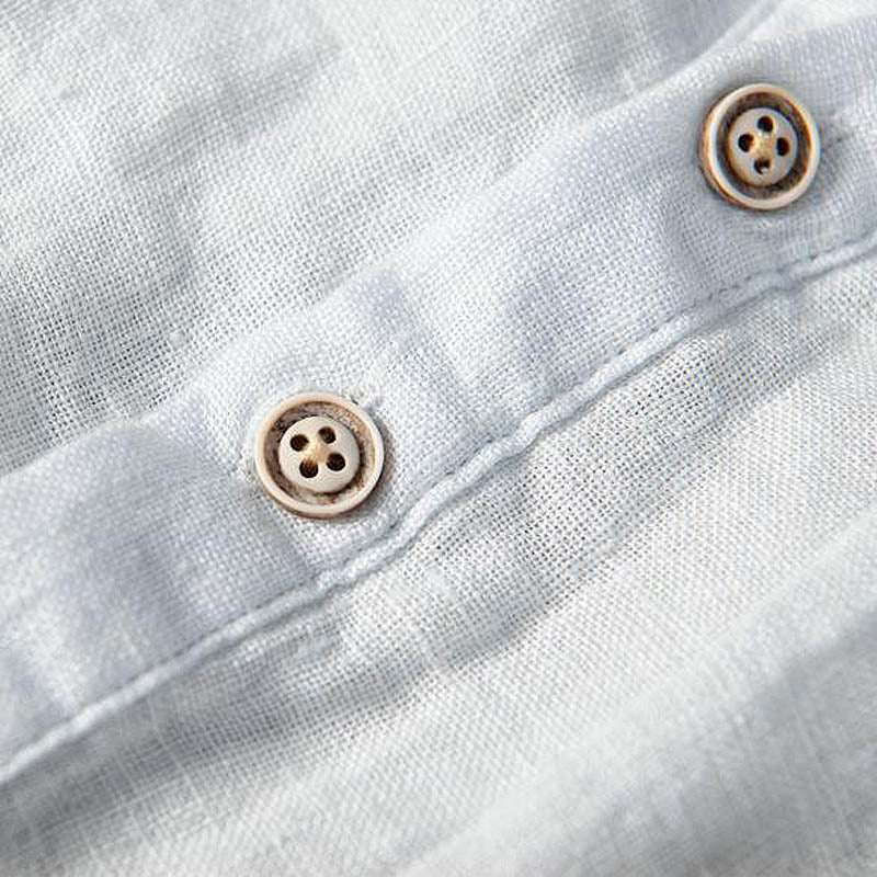 Pure Linen Vintage V-Neck Short Sleeve Shirt