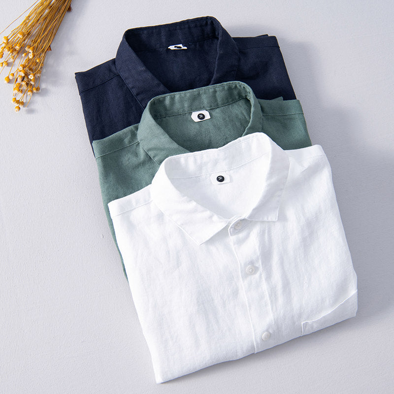 Pure Linen Breathable Casual Short Sleeve Shirt