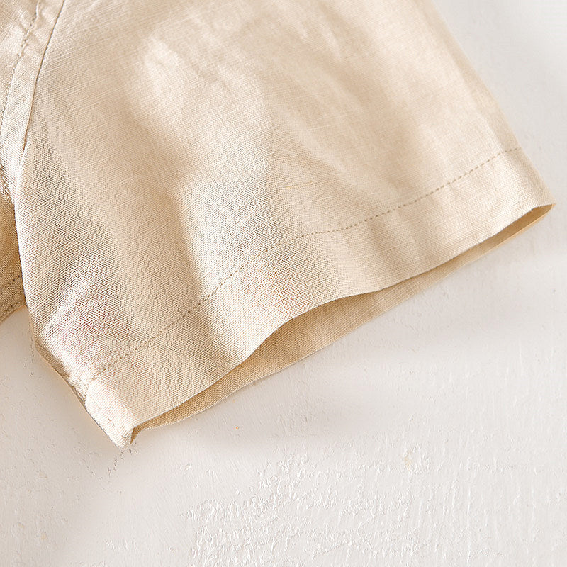 Cotton Linen Retro Casual Short Sleeved Shirt