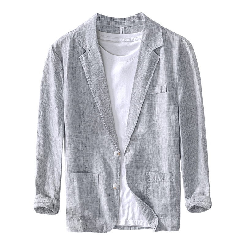 Pure Linen Solid Color Long Sleeve Jacket