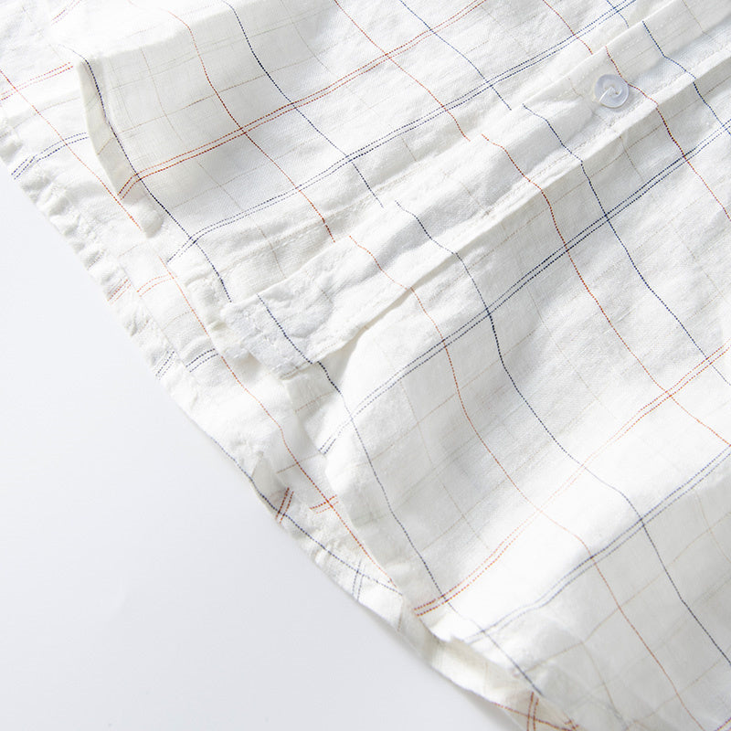 Pure Linen Colorblock Stripe Long Sleeve Shirt