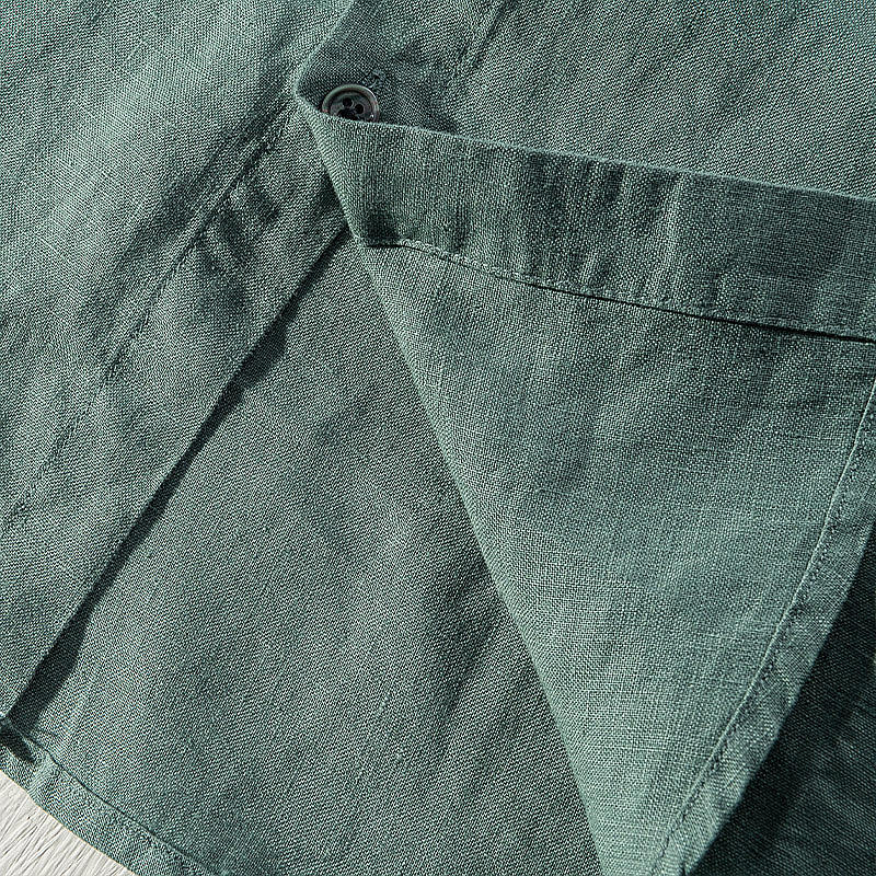 Pure Linen Pocket Casual Long Sleeve Shirt