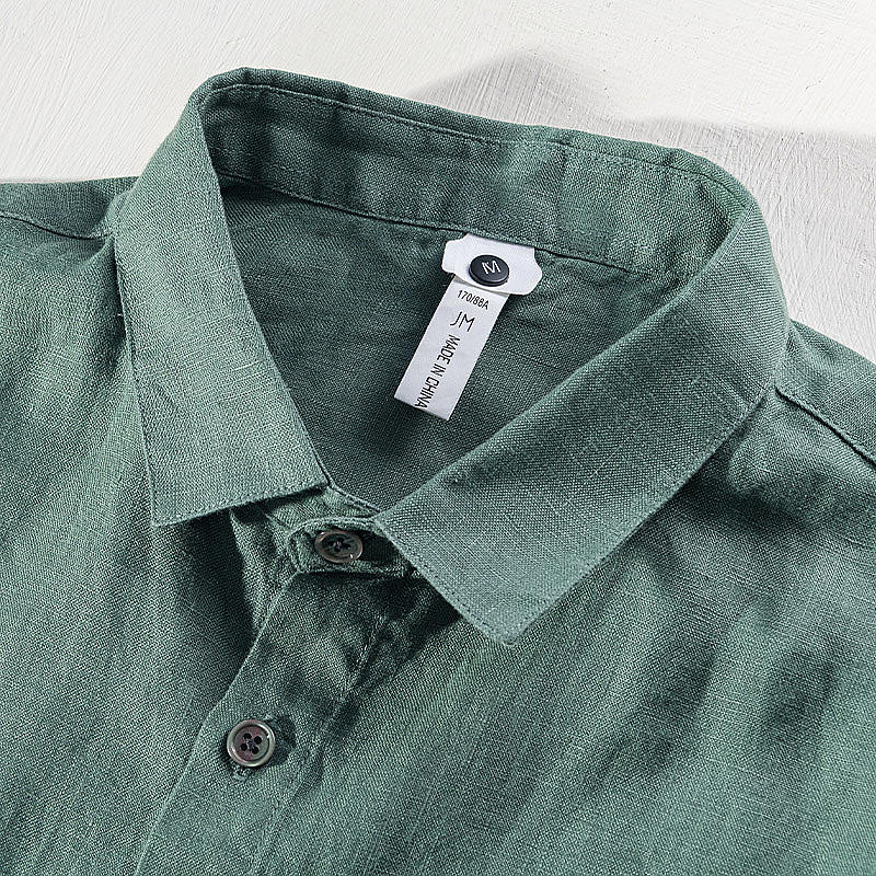 Pure Linen Pocket Casual Long Sleeve Shirt