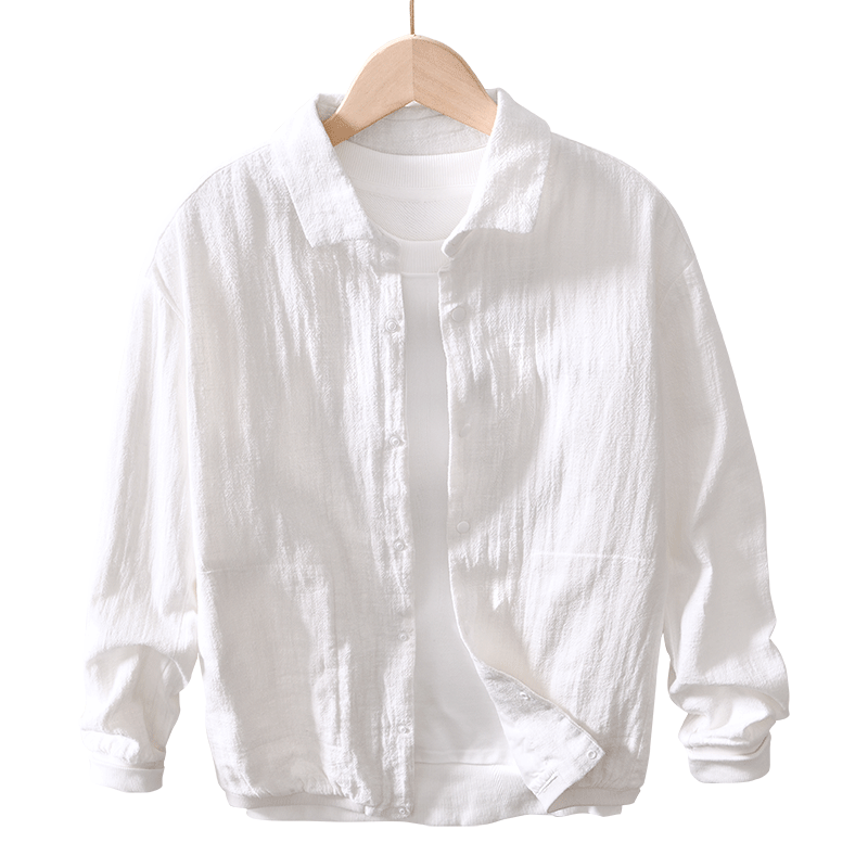 Ramie Solid Color Long Sleeve Shirt