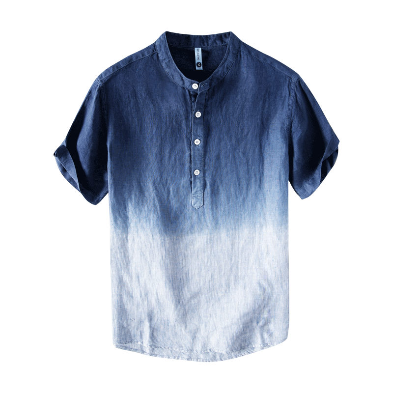 Pure Linen Ombre Short Sleeve Shirt