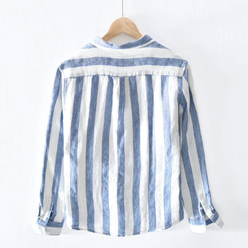 Pure Linen Vintage Stripe Long Sleeve Shirt