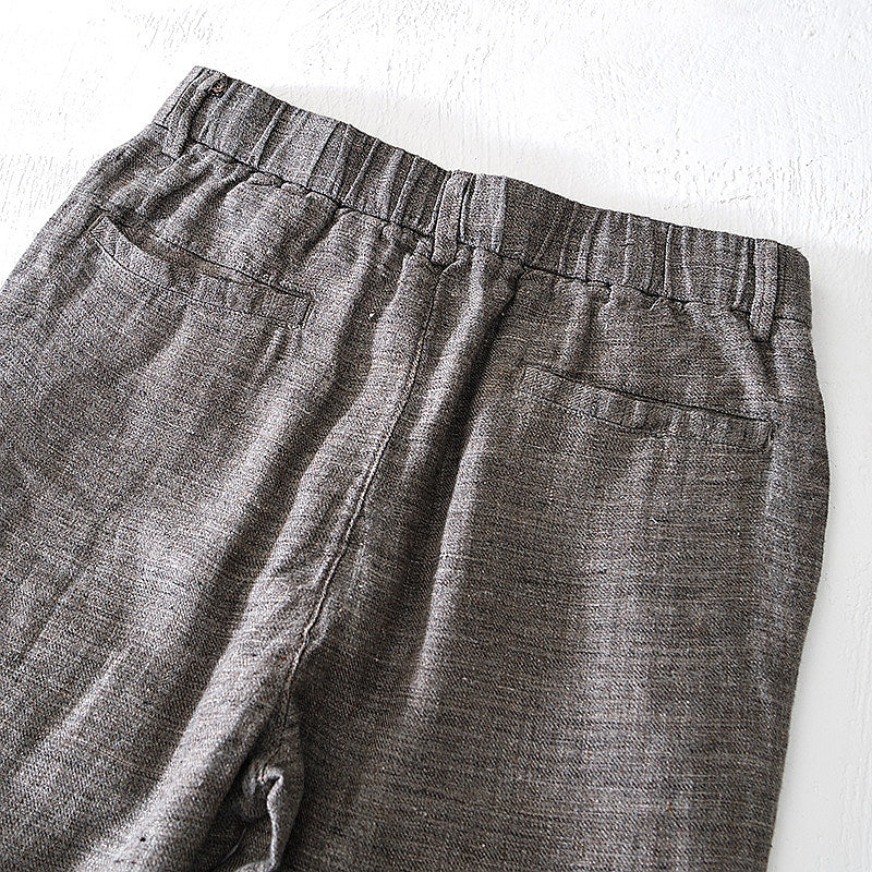Pure Linen Fresh Drawstring Cropped Pants