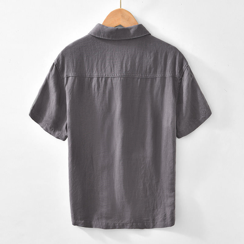 Basic Linen Casual Short Sleeve Shirt