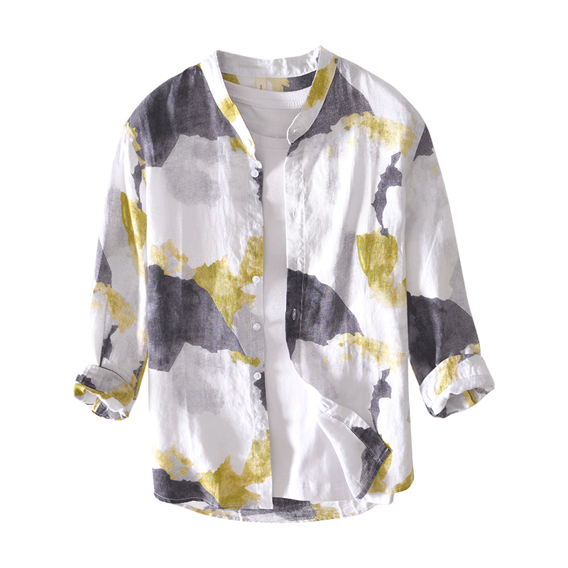 Pure Linen Printed Half-Sleeve Shirt