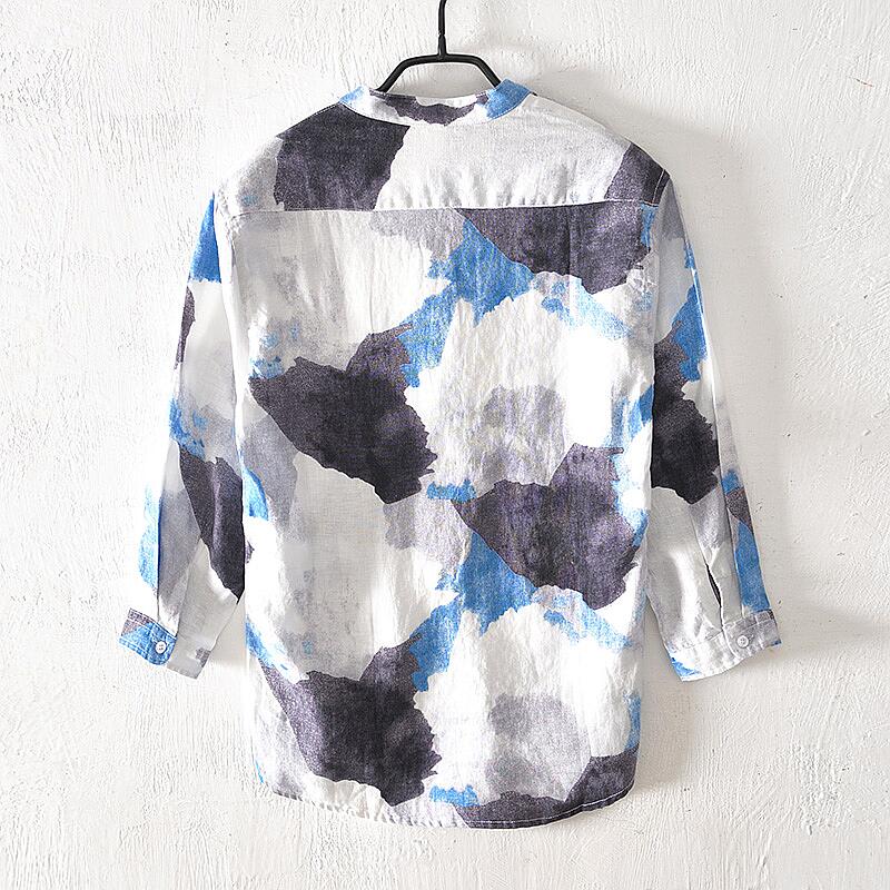 Pure Linen Printed Half-Sleeve Shirt